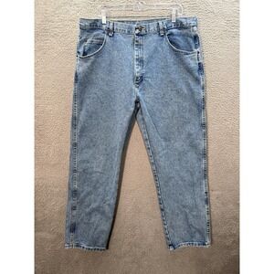 Wrangler Jeans Mens 40x32 Blue Relaxed Fit Tapered Workwear Western Rancher